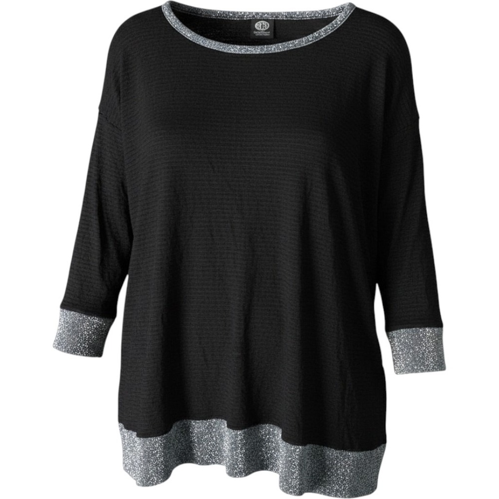 $49 BOBEAU Women's Black Long Sleeve‎ Sparkle Trim Tunic Top Shirt Size 2X PLUS